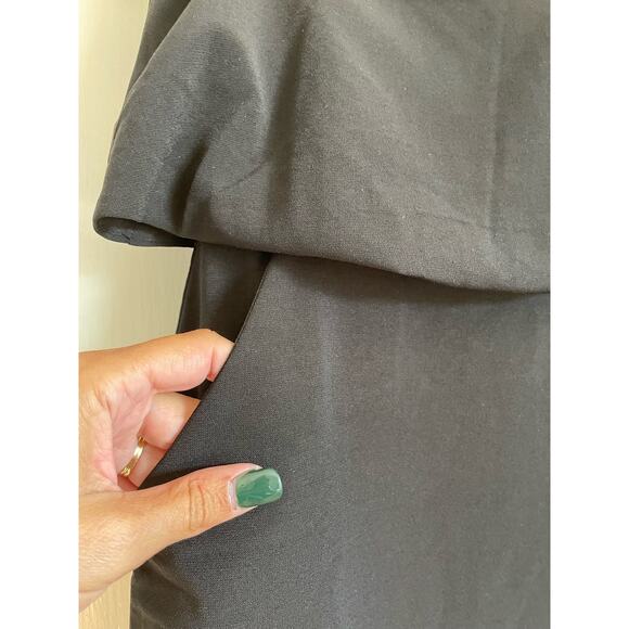 Lulus Lots of Love Black Strapless Midi Dress ruffle pockets solid sexy Sz XS - Picture 3 of 7